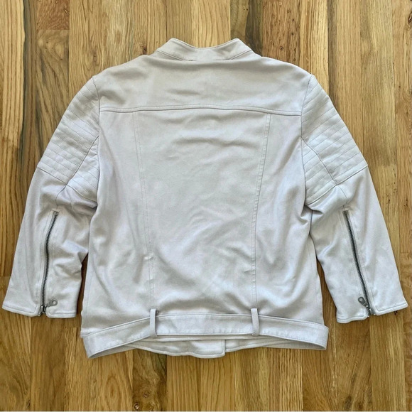 David Lerner Pastel Pink Vegan Faux Suede Moto Jacket Size XS - Picture 4 of 4